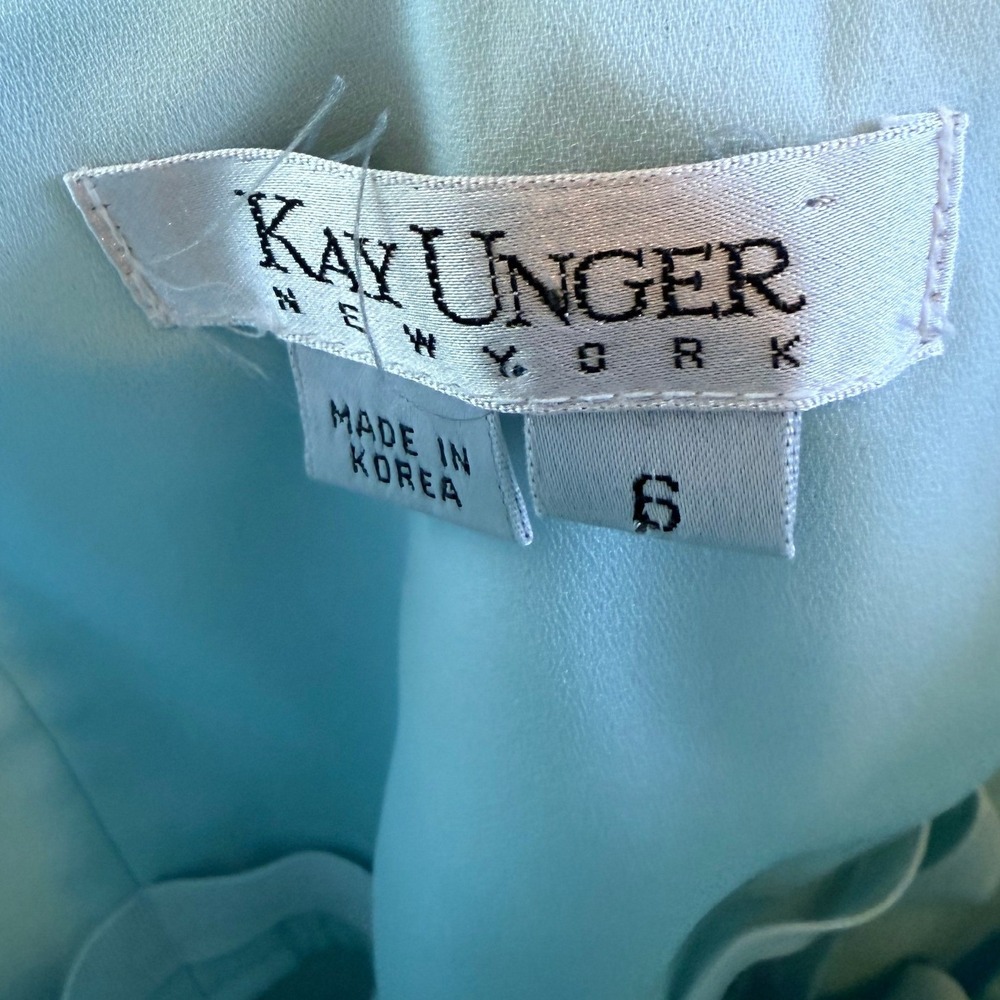 Kay Unger Blue Strapless Ruched Column Gown Side Slit Size 6 - Picture 15 of 15
